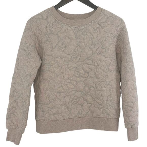 PrAna Sweatshirt Womens Small Crewneck Quilted Pink Gray Cozy Soft Girl Outdoors - Picture 1 of 8